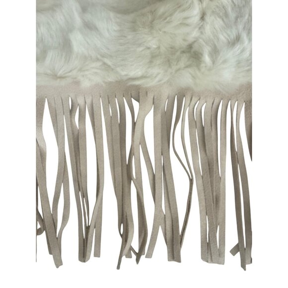 Boston Proper Fur Suede Fringe Wrap Shrug Poncho One Size Western Country Coat - Picture 6 of 10